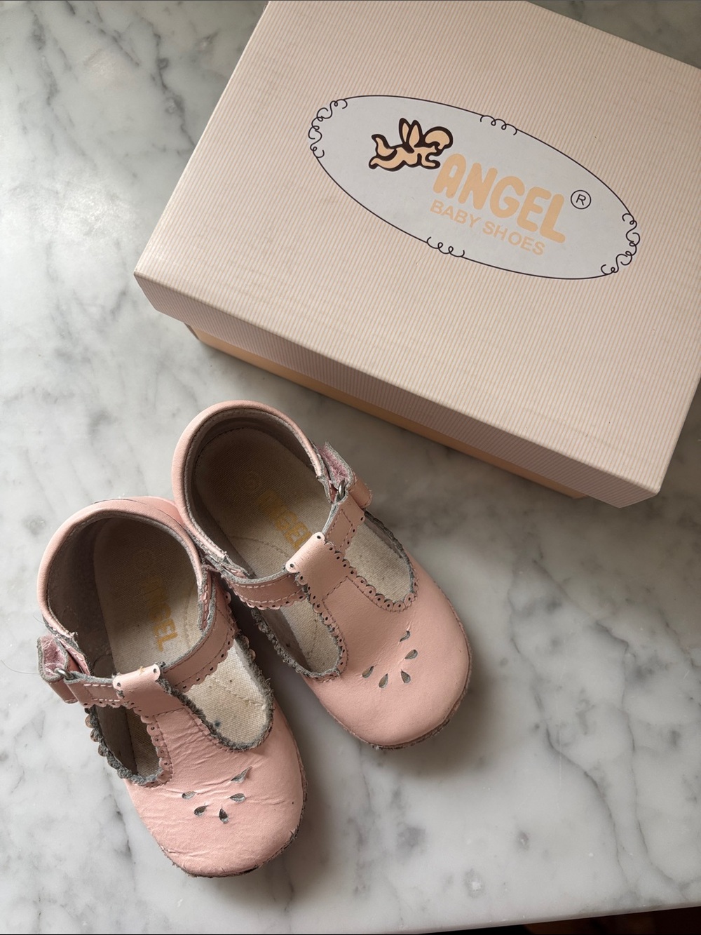 L’Amour Dottie Mary Janes Angel Baby Girls Pink T-Strap
